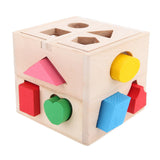 Wooden Geometric Shape Sorter Cube - Classic Early Learning Toy for Toddlers - Pepmybaby