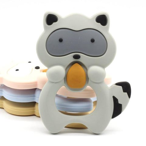 Silicone Baby Teething Toy - Raccoon Teether.  Baby Teething Soother - Teething Baby Gifts - Pepmybaby